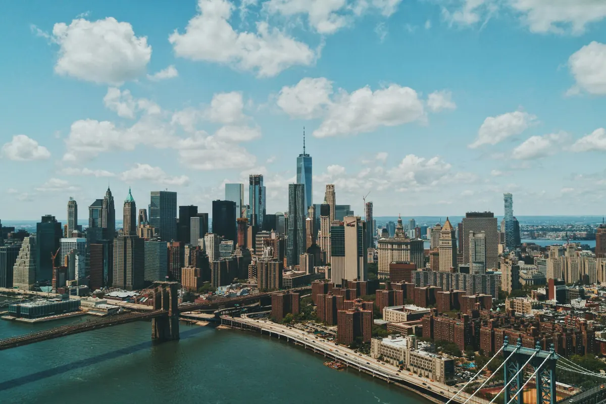 Aerial view of Manhattan on a clear day